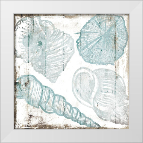 Sketched Shells White Modern Wood Framed Art Print by Villa, Mlli