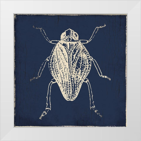 Bug Life Blue One White Modern Wood Framed Art Print by Villa, Milli