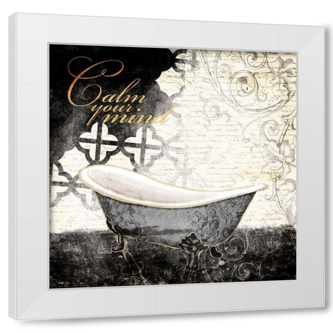 Calm Your Mind Bath White Modern Wood Framed Art Print by Villa, Mlli
