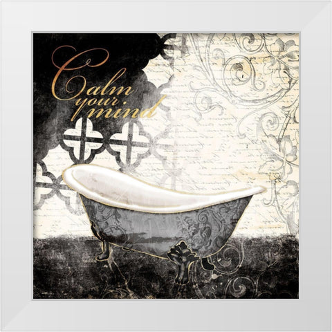 Calm Your Mind Bath White Modern Wood Framed Art Print by Villa, Mlli