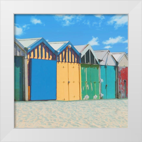 Beach Day White Modern Wood Framed Art Print by Villa, Mlli