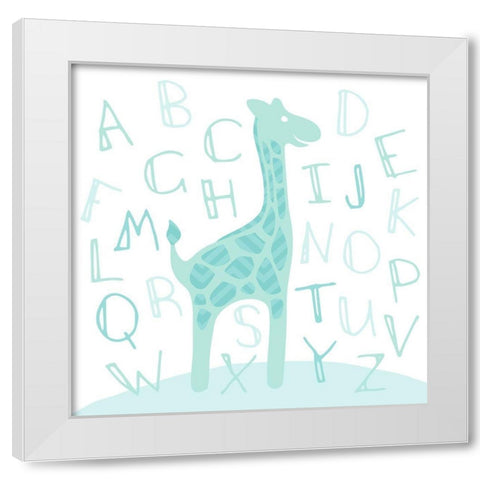 Giraffe Fun White Modern Wood Framed Art Print by Villa, Mlli