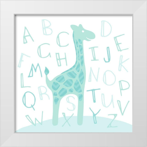 Giraffe Fun White Modern Wood Framed Art Print by Villa, Mlli