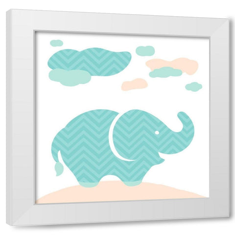 Elephant Fun Cream White Modern Wood Framed Art Print by Villa, Mlli