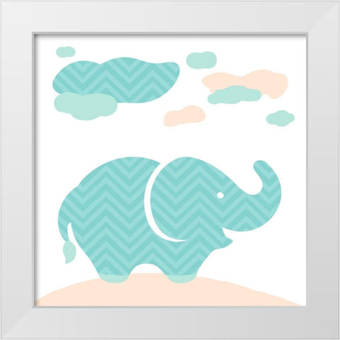 Elephant Fun Cream White Modern Wood Framed Art Print by Villa, Mlli