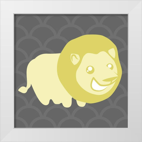 Lion Yellow White Modern Wood Framed Art Print by Villa, Mlli