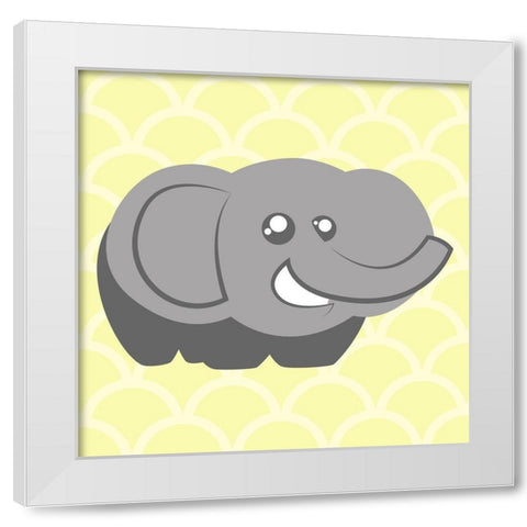 Elephant Yellow White Modern Wood Framed Art Print by Villa, Mlli