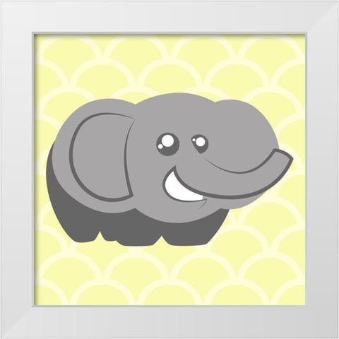 Elephant Yellow White Modern Wood Framed Art Print by Villa, Mlli