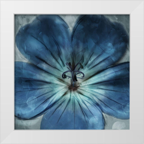 Uplifting Blue Flower White Modern Wood Framed Art Print by Villa, Mlli