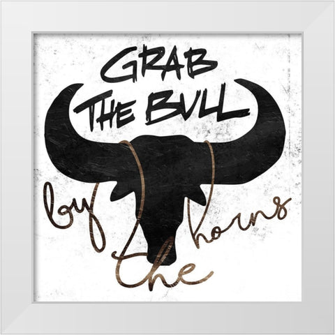 Grab The Bull White Modern Wood Framed Art Print by Villa, Mlli
