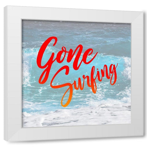 Gone Surfing White Modern Wood Framed Art Print by Villa, Mlli