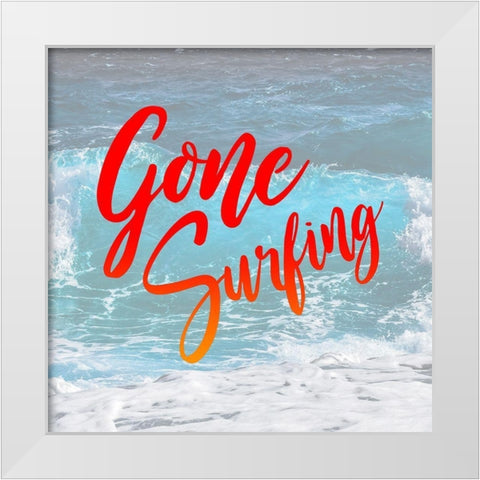 Gone Surfing White Modern Wood Framed Art Print by Villa, Mlli