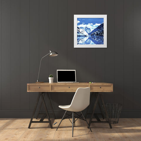Blue Mountain Square White Modern Wood Framed Art Print by Villa, Mlli