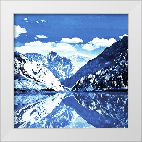 Blue Mountain Square White Modern Wood Framed Art Print by Villa, Mlli