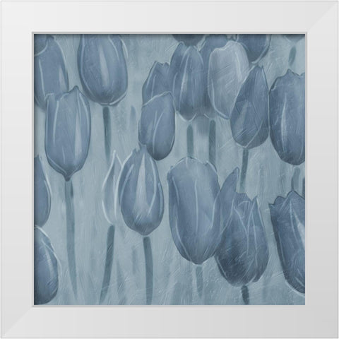 Tulips Patch Blues White Modern Wood Framed Art Print by Villa, Mlli