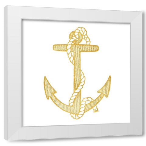 Gold Anchor White Modern Wood Framed Art Print by Villa, Mlli