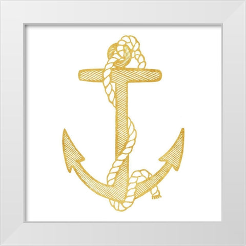 Gold Anchor White Modern Wood Framed Art Print by Villa, Mlli