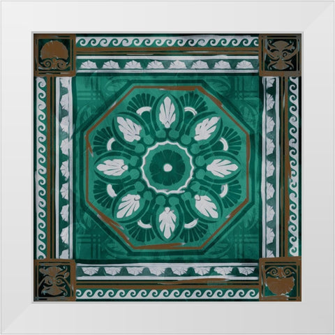 Green Brown Medallion Mate White Modern Wood Framed Art Print by Villa, Milli
