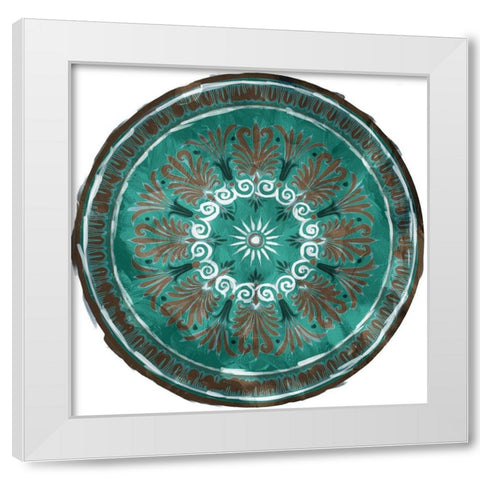 Green Brown Medallion Plate White Modern Wood Framed Art Print by Villa, Milli
