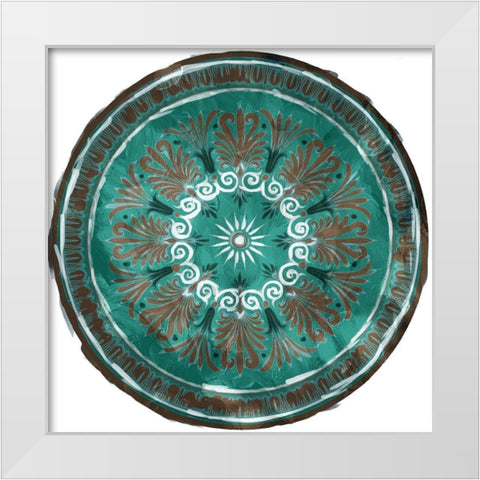 Green Brown Medallion Plate White Modern Wood Framed Art Print by Villa, Milli