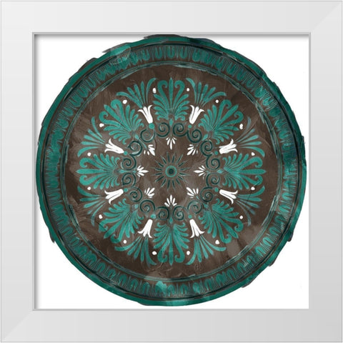 Green Brown Medallion Plate Reverse White Modern Wood Framed Art Print by Villa, Milli
