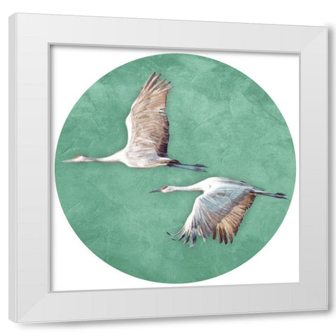 Two Crane Circle White Modern Wood Framed Art Print by Villa, Mlli