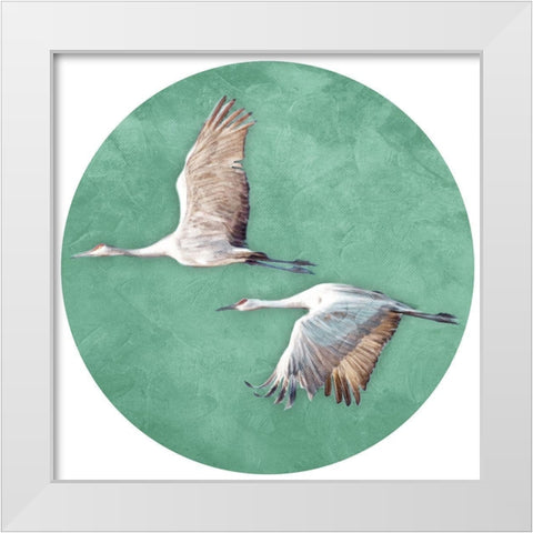 Two Crane Circle White Modern Wood Framed Art Print by Villa, Mlli