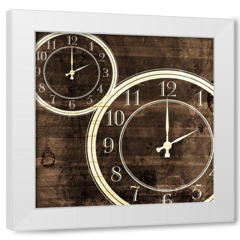 Wood Clocks White Modern Wood Framed Art Print by Villa, Mlli