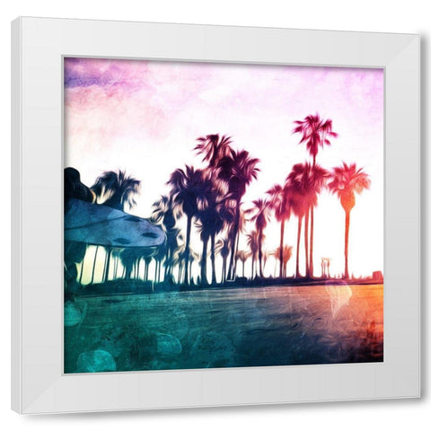 Surf On The Boardwalk White Modern Wood Framed Art Print by Villa, Mlli