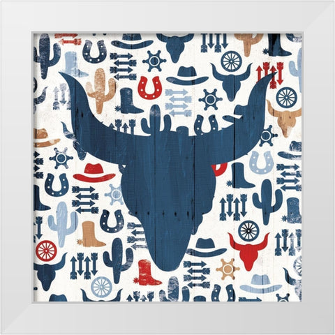 Bull Head Pattern White Modern Wood Framed Art Print by Villa, Mlli