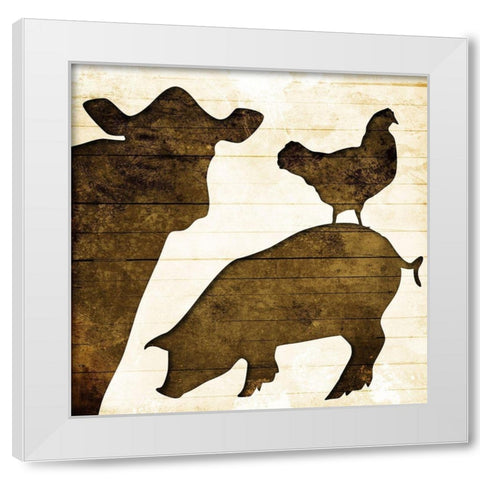 Farm Animals White Modern Wood Framed Art Print by Villa, Mlli