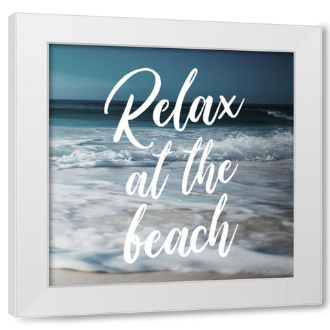 Relax At The Beach White Modern Wood Framed Art Print by Villa, Mlli
