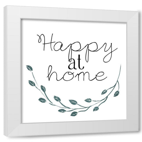 Happy At Home Blue White Modern Wood Framed Art Print by Villa, Mlli