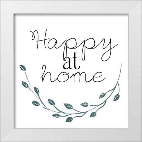 Happy At Home Blue White Modern Wood Framed Art Print by Villa, Mlli