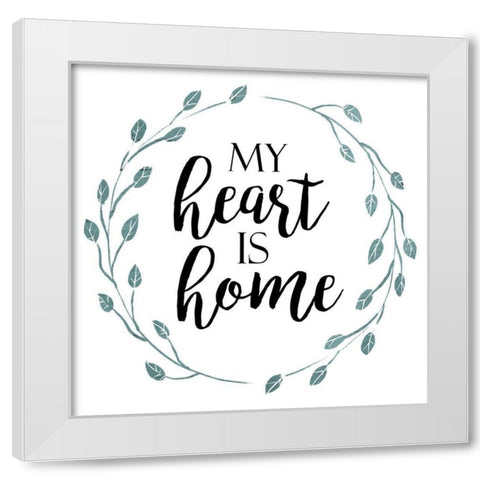 My Heart Blue White Modern Wood Framed Art Print by Villa, Mlli