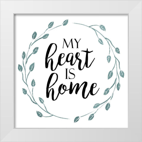 My Heart Blue White Modern Wood Framed Art Print by Villa, Mlli