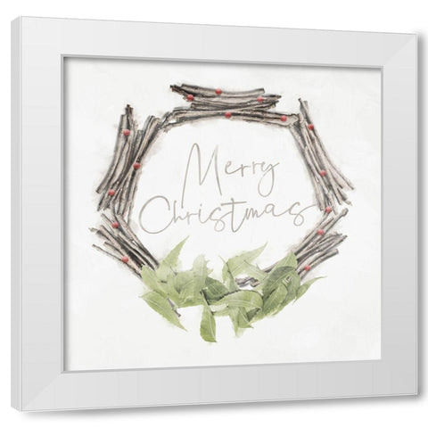 Merry Christmas White Modern Wood Framed Art Print by Villa, Mlli