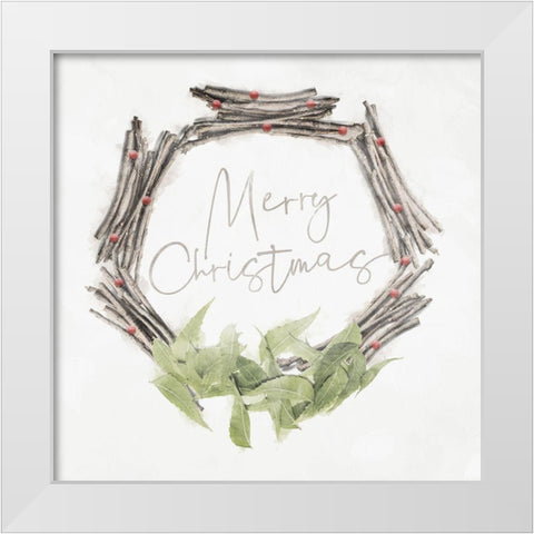 Merry Christmas White Modern Wood Framed Art Print by Villa, Mlli
