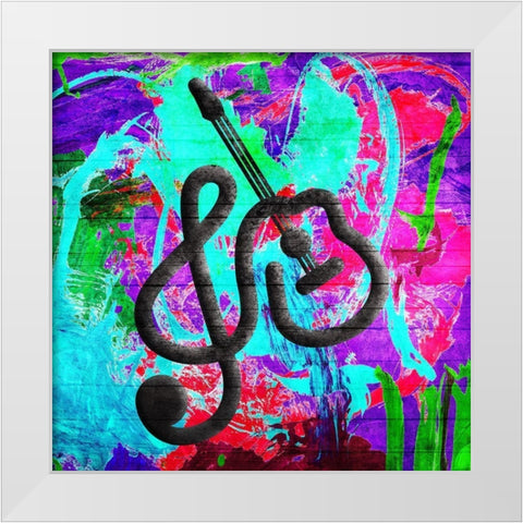 Guitar Notes Background Abstract White Modern Wood Framed Art Print by Villa, Mlli