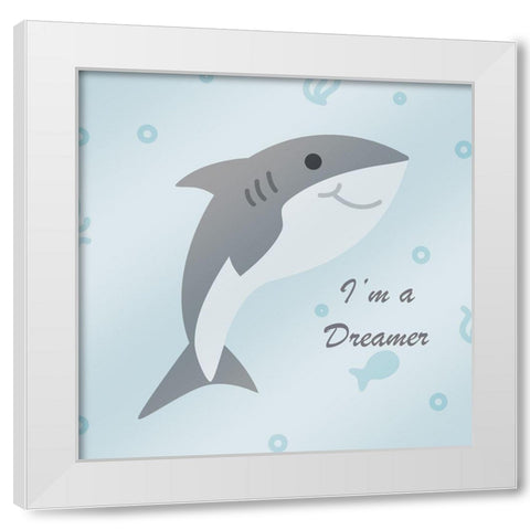 Happy Shark Dreamer White Modern Wood Framed Art Print by Villa, Mlli