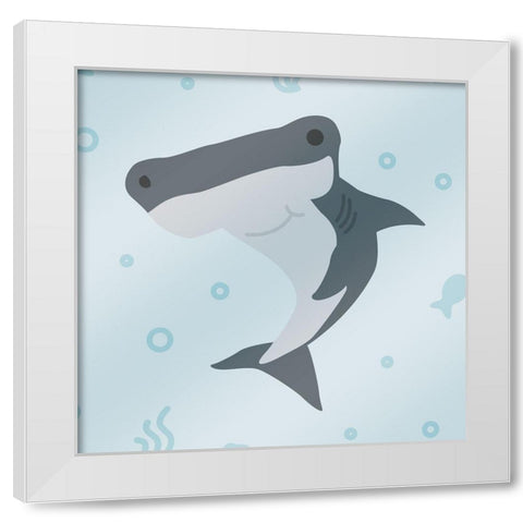Happy Hammerhead White Modern Wood Framed Art Print by Villa, Mlli
