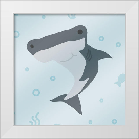 Happy Hammerhead White Modern Wood Framed Art Print by Villa, Mlli