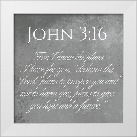 John 3:16 White Modern Wood Framed Art Print by Villa, Mlli
