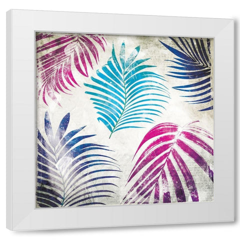 Colorful Palms Mate White Modern Wood Framed Art Print by Villa, Mlli
