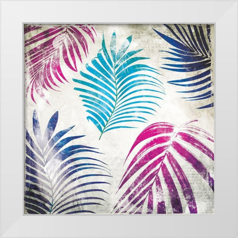 Colorful Palms Mate White Modern Wood Framed Art Print by Villa, Mlli