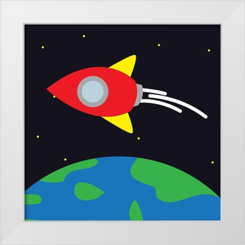 Into Space White Modern Wood Framed Art Print by Villa, Mlli