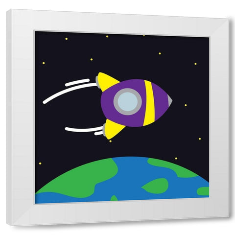 Into Space Mate White Modern Wood Framed Art Print by Villa, Mlli