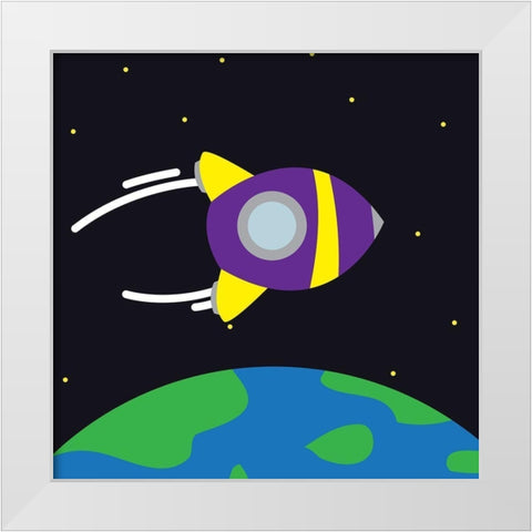 Into Space Mate White Modern Wood Framed Art Print by Villa, Mlli