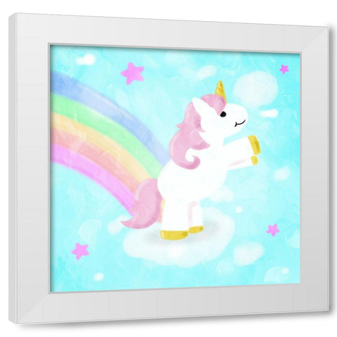 Unicorn White Modern Wood Framed Art Print by Villa, Mlli