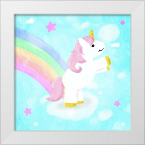 Unicorn White Modern Wood Framed Art Print by Villa, Mlli